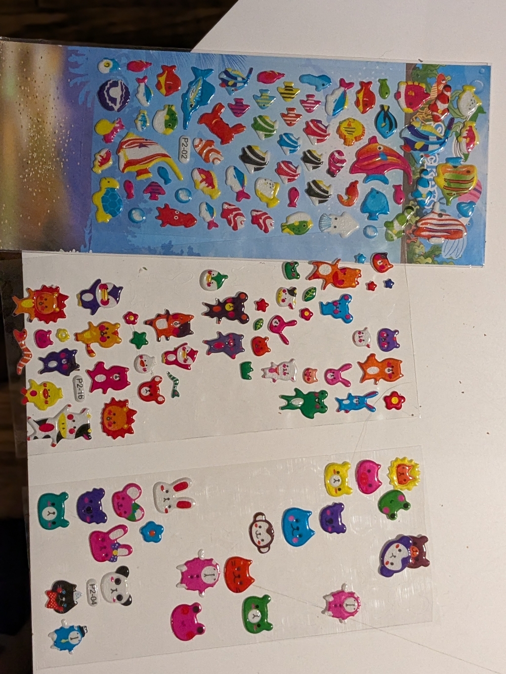 Pre-owned Colorful Puffy Kids Animal & Sea Creature Sticker Sheets